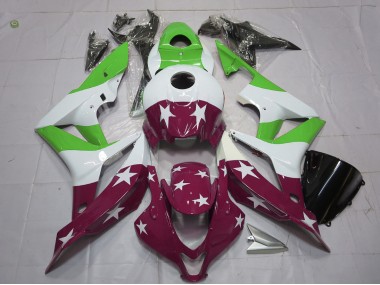 2007-2008 Green and Maroon Stars and Stripes Honda CBR600RR Motorcycle Fairing