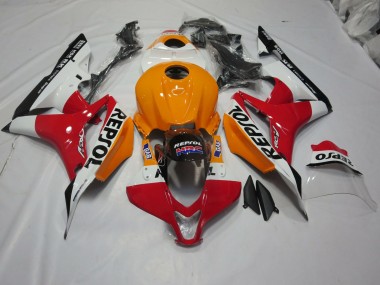 2007-2008 Light Orange and White Repsol Honda CBR600RR Motorcycle Fairing
