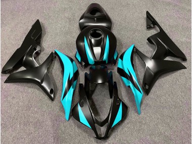 2007-2008 Matte Black & Cyan Design Honda CBR600RR Motorcycle Fairing