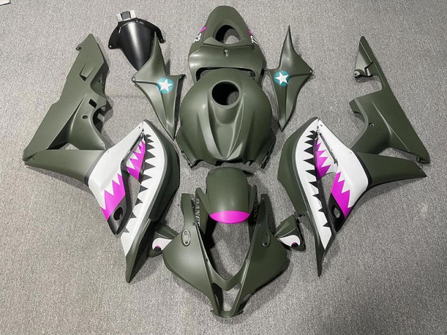 2007-2008 Matte Green & Pink Shark Honda CBR600RR Motorcycle Fairing 2007-2008 Matte Green & Pink Shark Honda CBR600RR Motorcycle Fairing