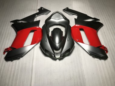 2007-2008 Metallic Silver with Red Kawasaki ZX6R Motorcycle Fairing