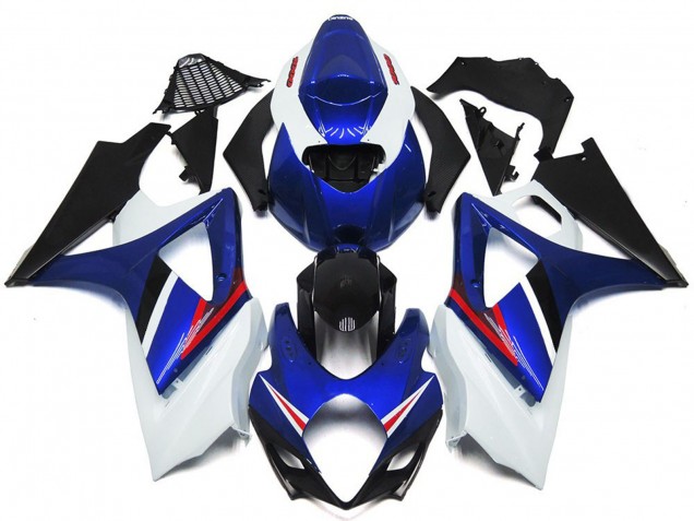 2007-2008 OEM Style Gloss Blue and White Red Suzuki GSXR 1000 Motorcycle Fairing 2007-2008 OEM Style Gloss Blue and White Red Suzuki GSXR 1000 Motorcycle Fairing