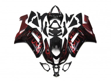 2007-2008 Red Gloss Flame Kawasaki ZX6R Motorcycle Fairing