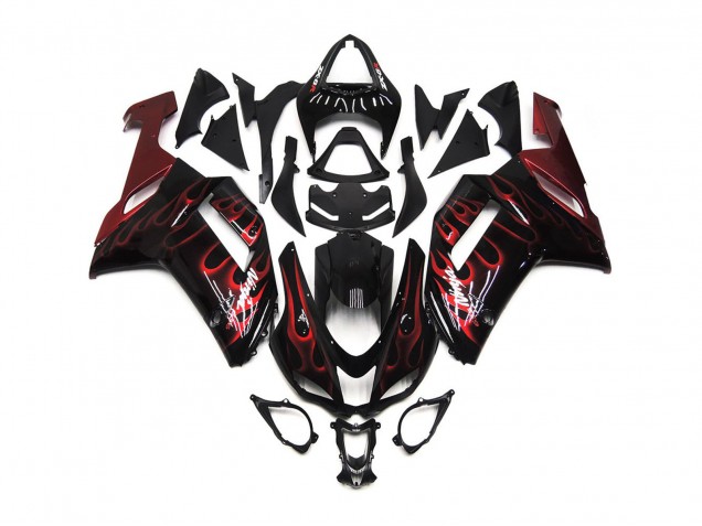 2007-2008 Red Gloss Flame Kawasaki ZX6R Motorcycle Fairing