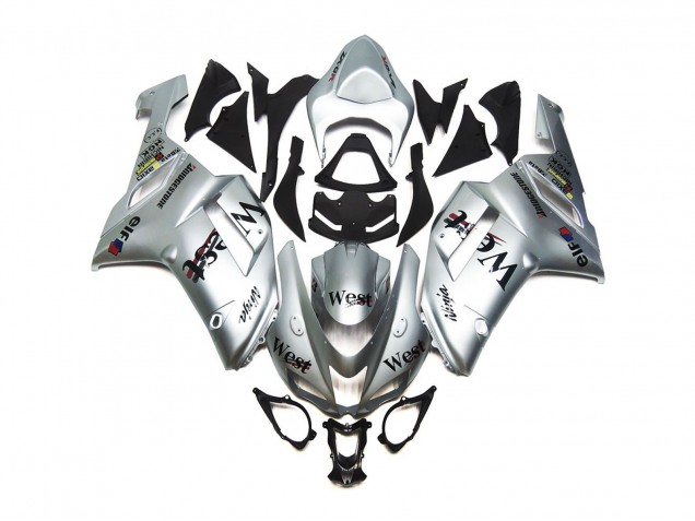 2007-2008 Silver West Gloss Kawasaki ZX6R Motorcycle Fairing