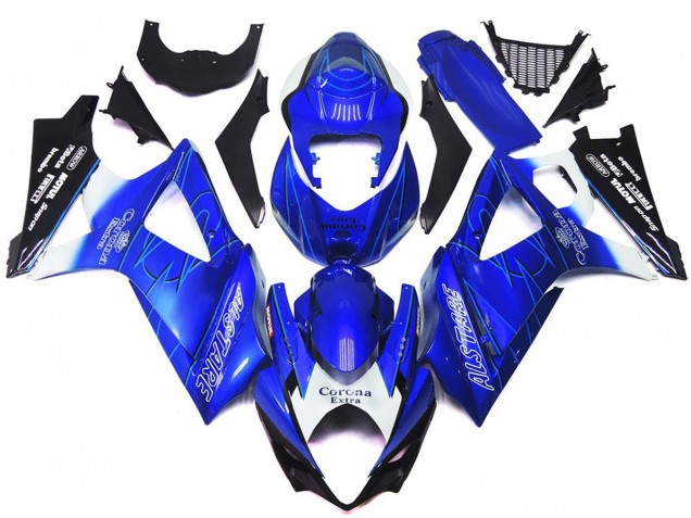 2007-2008 Vibrant Blue with White Corona Suzuki GSXR 1000 Motorcycle Fairing 2007-2008 Vibrant Blue with White Corona Suzuki GSXR 1000 Motorcycle Fairing