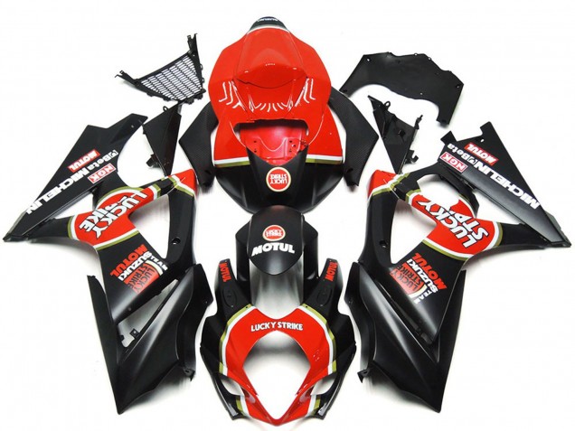2007-2008 Vibrant Matte Black Custom Lucky Strike Suzuki GSXR 1000 Motorcycle Fairing 2007-2008 Vibrant Matte Black Custom Lucky Strike Suzuki GSXR 1000 Motorcycle Fairing
