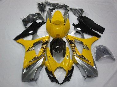 2007-2008 Yellow Silver Suzuki GSXR 1000 Motorcycle Fairing