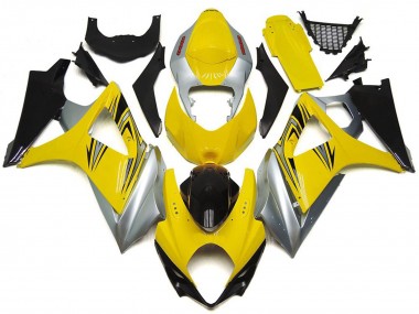 2007-2008 Yellow and Silver OEM Style Suzuki GSXR 1000 Motorcycle Fairing
