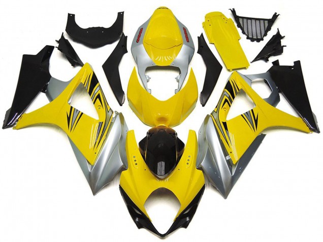 2007-2008 Yellow and Silver OEM Style Suzuki GSXR 1000 Motorcycle Fairing 2007-2008 Yellow and Silver OEM Style Suzuki GSXR 1000 Motorcycle Fairing