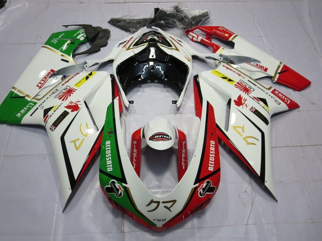 2007-2014 77 White Red Green Ducati Ducati 848 1098 1198 Motorcycle Fairing 2007-2014 77 White Red Green Ducati Ducati 848 1098 1198 Motorcycle Fairing