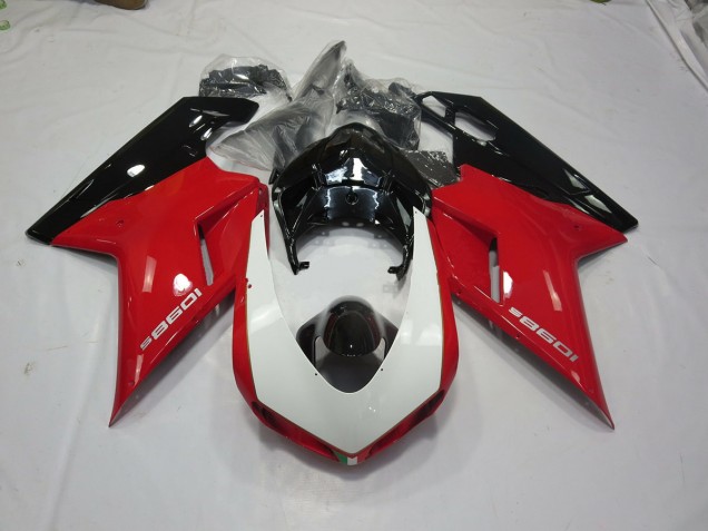 2007-2014 Black Red and White Ducati Ducati 848 1098 1198 Motorcycle Fairing 2007-2014 Black Red and White Ducati Ducati 848 1098 1198 Motorcycle Fairing