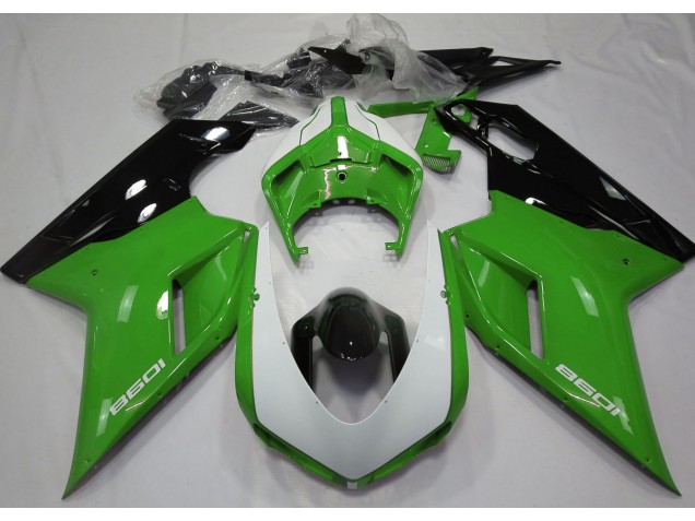 2007-2014 Gloss Green & White Ducati Ducati 848 1098 1198 Motorcycle Fairing 2007-2014 Gloss Green & White Ducati Ducati 848 1098 1198 Motorcycle Fairing
