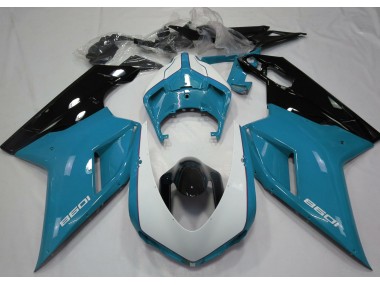 2007-2014 Gloss Light Blue & White Ducati Ducati 848 1098 1198 Motorcycle Fairing