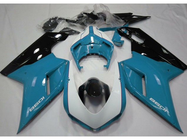 2007-2014 Gloss Light Blue & White Ducati Ducati 848 1098 1198 Motorcycle Fairing 2007-2014 Gloss Light Blue & White Ducati Ducati 848 1098 1198 Motorcycle Fairing