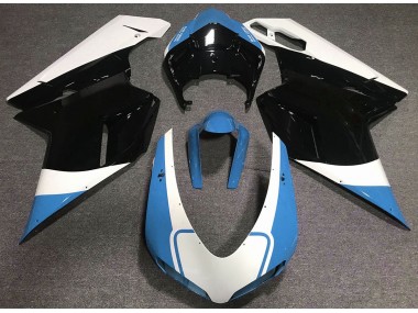 2007-2014 Gloss Light Blue White and Black Ducati Ducati 848 1098 1198 Motorcycle Fairing