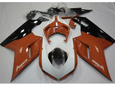 2007-2014 Gloss Orange & White Ducati Ducati 848 1098 1198 Motorcycle Fairing