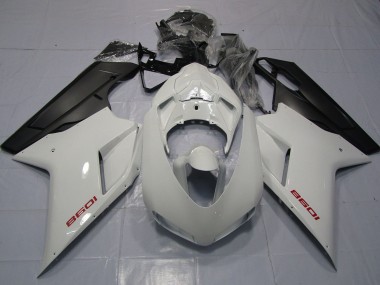 2007-2014 Red White and Matte Black Ducati Ducati 848 1098 1198 Motorcycle Fairing