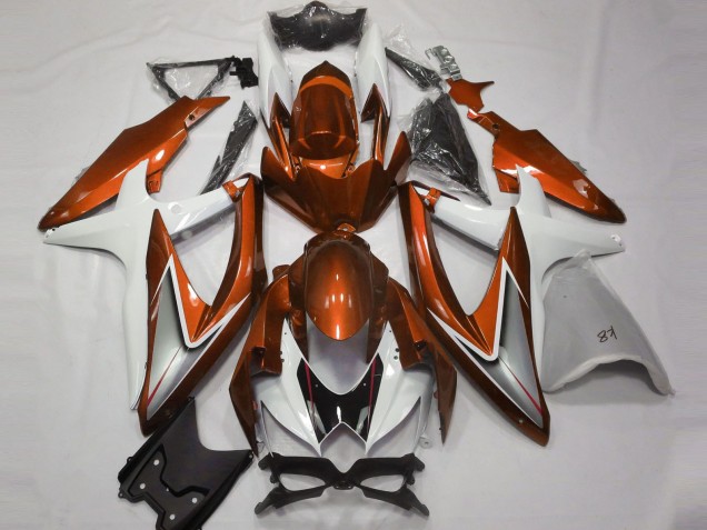 2008-2010 Gloss Orange and White Suzuki GSXR 600-750 Motorcycle Fairing 2008-2010 Gloss Orange and White Suzuki GSXR 600-750 Motorcycle Fairing