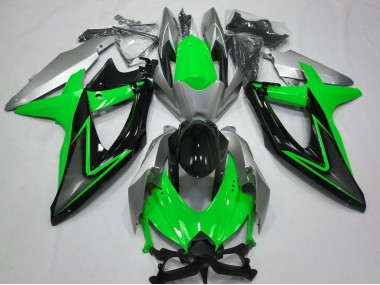 2008-2010 Green and Silver Suzuki GSXR 600-750 Motorcycle Fairing