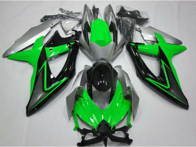 2008-2010 Green and Silver Suzuki GSXR 600-750 Motorcycle Fairing 2008-2010 Green and Silver Suzuki GSXR 600-750 Motorcycle Fairing
