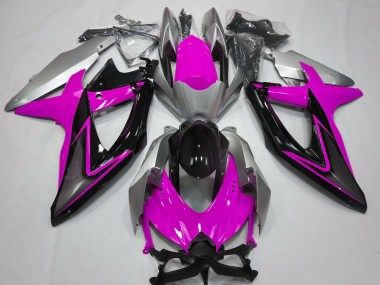 2008-2010 Pink and Silver Suzuki GSXR 600-750 Motorcycle Fairing