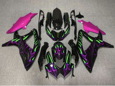 2008-2010 Purple and Green Flame Suzuki GSXR 600-750 Motorcycle Fairing