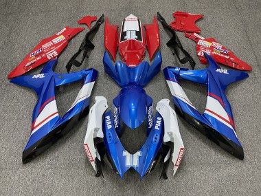 2008-2010 Red Blue and White Gloss Custom Style Suzuki GSXR 600-750 Motorcycle Fairing