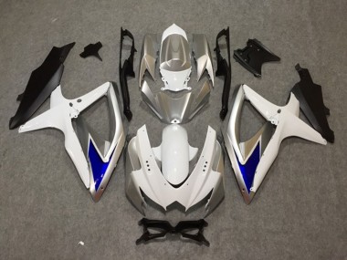2008-2010 Silver White Blue Suzuki GSXR 600-750 Motorcycle Fairing