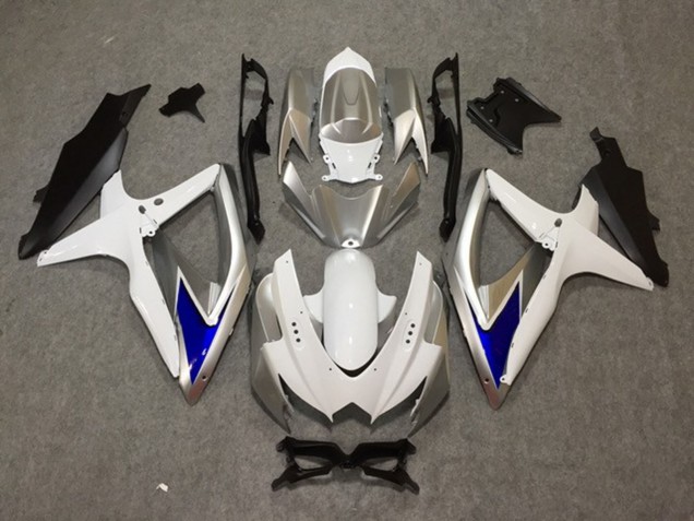 2008-2010 Silver White Blue Suzuki GSXR 600-750 Motorcycle Fairing 2008-2010 Silver White Blue Suzuki GSXR 600-750 Motorcycle Fairing
