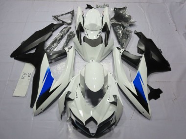 2008-2010 White and Black Suzuki GSXR 600-750 Motorcycle Fairing