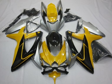 2008-2010 Yellow Black and Silver Suzuki GSXR 600-750 Motorcycle Fairing