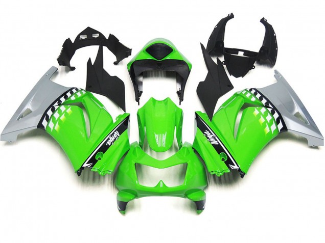 2008-2012 Green and Black Check Kawasaki Ninja 250 Motorcycle Fairing