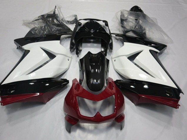 2008-2012 White Red and Black Kawasaki Ninja 250 Motorcycle Fairing