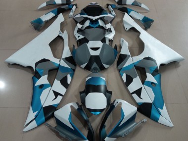 2008-2016 Glacier Blue Snow Camo Yamaha R6 Motorcycle Fairing