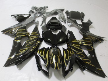 2008-2016 Gloss Black & Flame Yamaha R6 Motorcycle Fairing