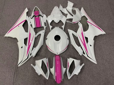 2008-2016 Gloss White and Pink Yamaha R6 Motorcycle Fairing