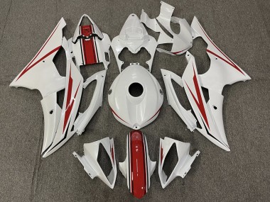 2008-2016 Gloss White and Red Yamaha R6 Motorcycle Fairing