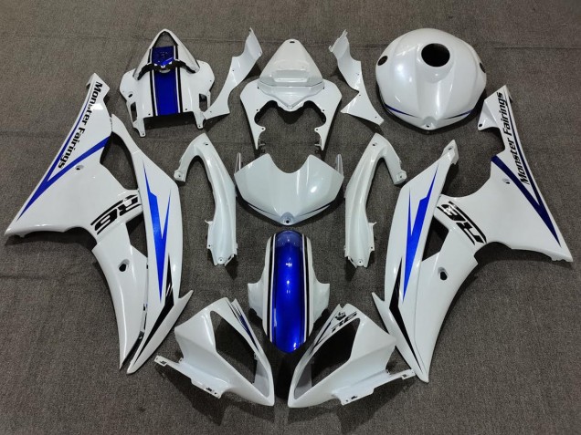 2008-2016 Pearl White and Blue Yamaha R6 Motorcycle Fairing 2008-2016 Pearl White and Blue Yamaha R6 Motorcycle Fairing