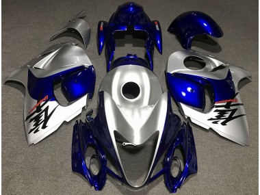 2008-2020 Gloss Silver and Blue Suzuki GSXR 1300 Hayabusa Motorcycle Fairing