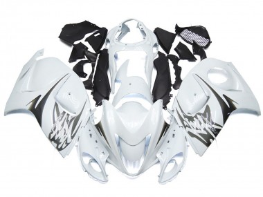 2008-2020 Gloss White with Silver Style Logos Suzuki GSXR 1300 Hayabusa Motorcycle Fairing