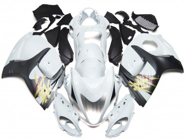 2008-2020 Gloss White with Silver Style Suzuki GSXR 1300 Hayabusa Motorcycle Fairing