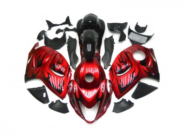 2008-2020 Vibrant Red with Black Flames Suzuki GSXR 1300 Hayabusa Motorcycle Fairing