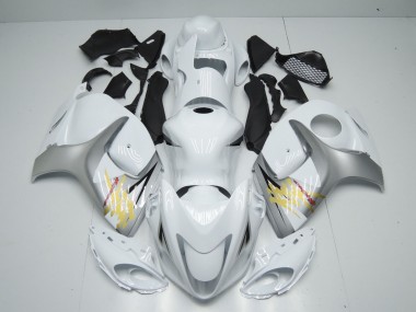 2008-2020 White and Silver Suzuki GSXR 1300 Hayabusa Motorcycle Fairing