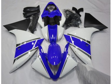 2009-2011 Gloss White and Blue Yamaha R1 Motorcycle Fairing