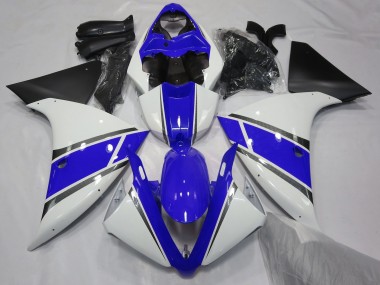2009-2011 Gloss White and Blue Yamaha R1 Motorcycle Fairing