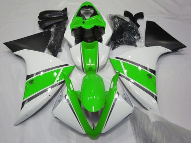 2009-2011 Gloss White and Green Yamaha R1 Motorcycle Fairing
