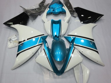 2009-2011 Gloss White and Light Blue Yamaha R1 Motorcycle Fairing