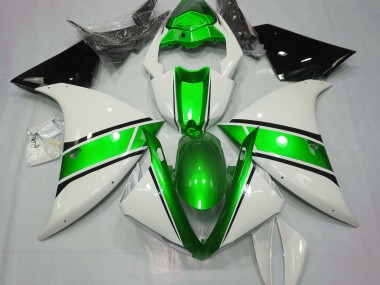 2009-2011 Gloss White and Metallic Green Yamaha R1 Motorcycle Fairing
