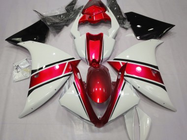 2009-2011 Gloss White and Metallic Red Yamaha R1 Motorcycle Fairing